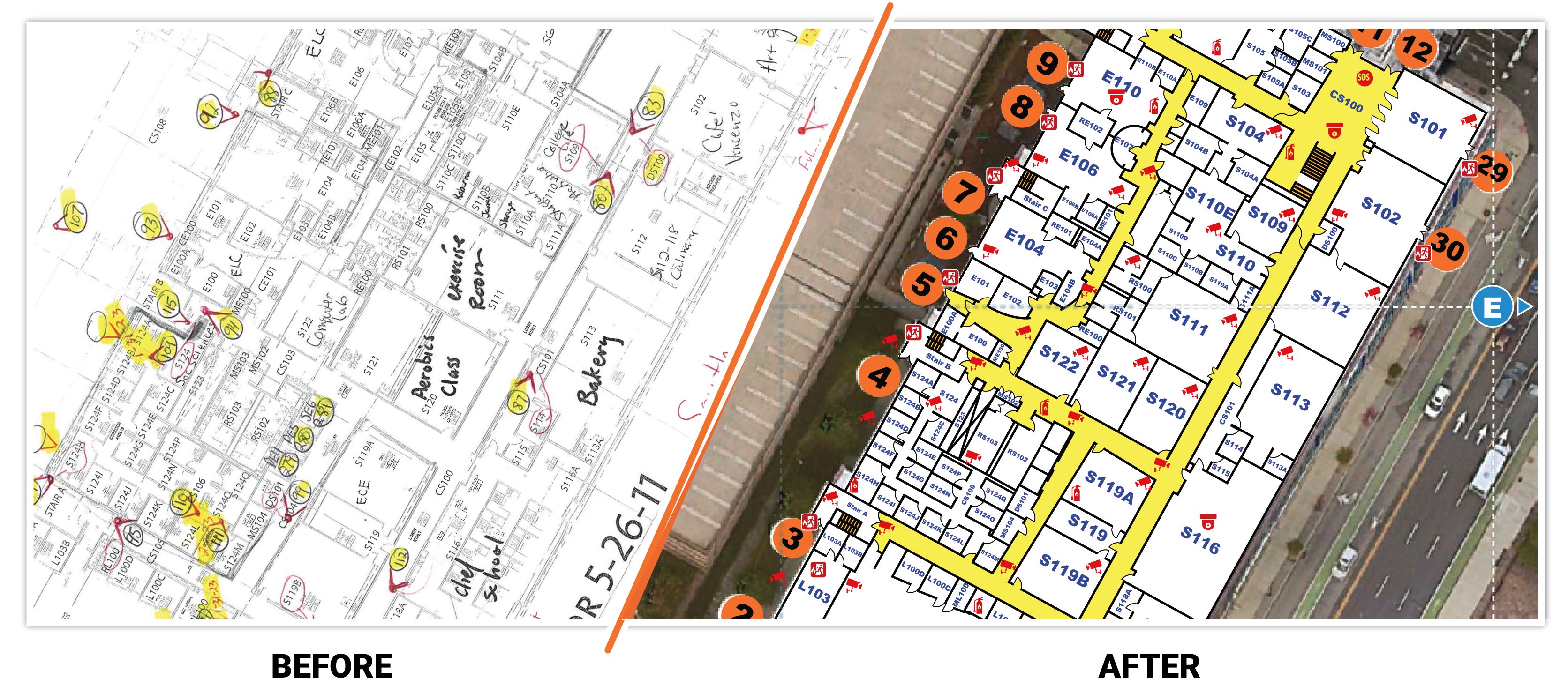 Before and after floor plan comparison